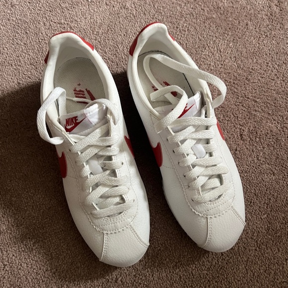 Nike Cortez White Sneakers with Red and Blue Detail - Picture 3 of 4